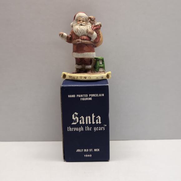 Santa Through the Years 1940 Jolly Old St Nick Porcelain Figurine With Box RSVP - Picture 5 of 7